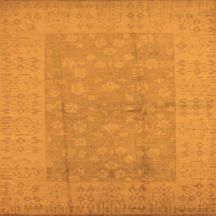 Square Machine Washable Oriental Orange Industrial Area Rugs, wshurb828org