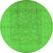 Round Machine Washable Oriental Green Industrial Area Rugs, wshurb828grn