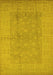 Machine Washable Oriental Yellow Industrial Rug, wshurb828yw