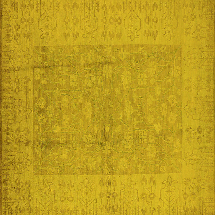 Square Machine Washable Oriental Yellow Industrial Rug, wshurb828yw