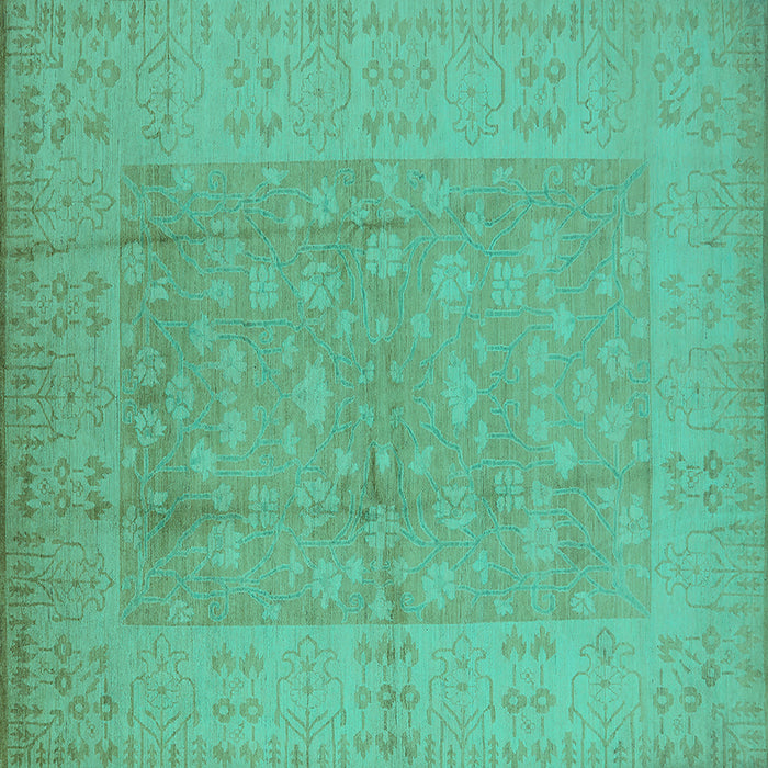 Square Machine Washable Oriental Turquoise Industrial Area Rugs, wshurb828turq