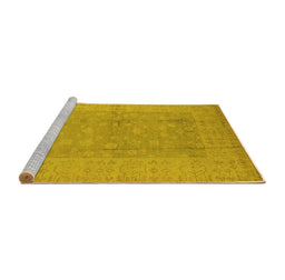 Sideview of Machine Washable Oriental Yellow Industrial Rug, wshurb828yw