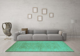 Machine Washable Oriental Turquoise Industrial Area Rugs in a Living Room,, wshurb828turq