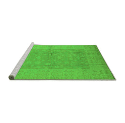 Sideview of Machine Washable Oriental Green Industrial Area Rugs, wshurb828grn