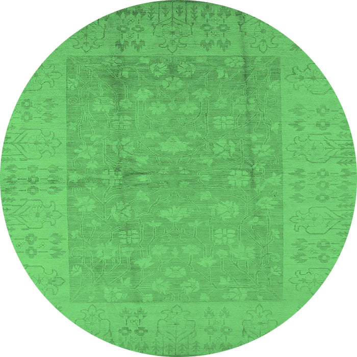 Round Oriental Emerald Green Industrial Rug, urb828emgrn
