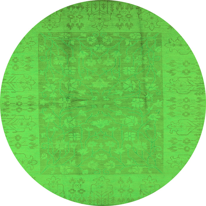 Round Oriental Green Industrial Rug, urb828grn