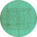 Round Oriental Turquoise Industrial Rug, urb828turq