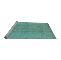 Sideview of Machine Washable Oriental Light Blue Industrial Rug, wshurb828lblu