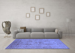 Machine Washable Oriental Blue Industrial Rug in a Living Room, wshurb829blu