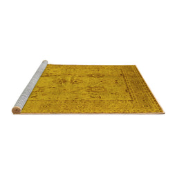Sideview of Machine Washable Oriental Yellow Industrial Rug, wshurb829yw