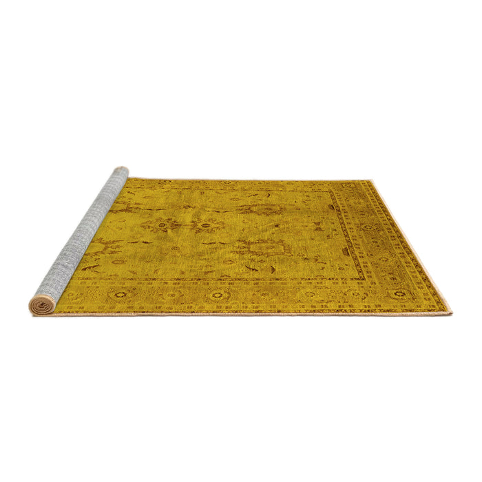 Sideview of Machine Washable Oriental Yellow Industrial Rug, wshurb829yw