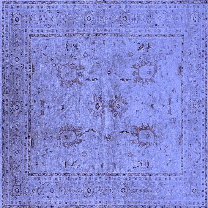 Square Machine Washable Oriental Blue Industrial Rug, wshurb829blu