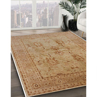 Mid-Century Modern Brown Sand Brown Oriental Rug, urb829