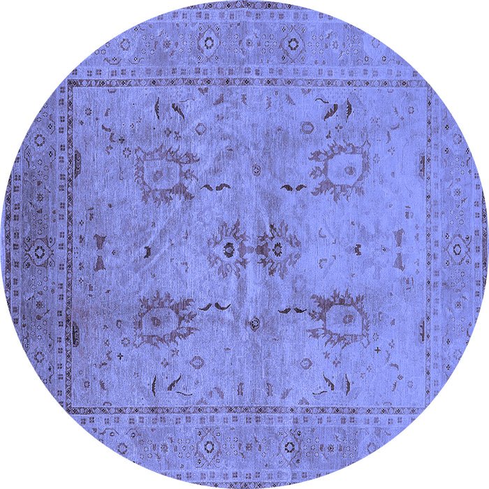 Round Oriental Blue Industrial Rug, urb829blu