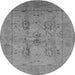 Round Machine Washable Oriental Gray Industrial Rug, wshurb829gry