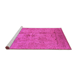 Sideview of Machine Washable Oriental Pink Industrial Rug, wshurb829pnk