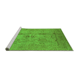Sideview of Machine Washable Oriental Green Industrial Area Rugs, wshurb829grn