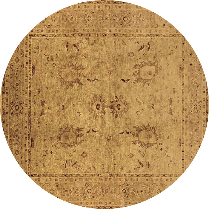 Round Oriental Brown Industrial Rug, urb829brn
