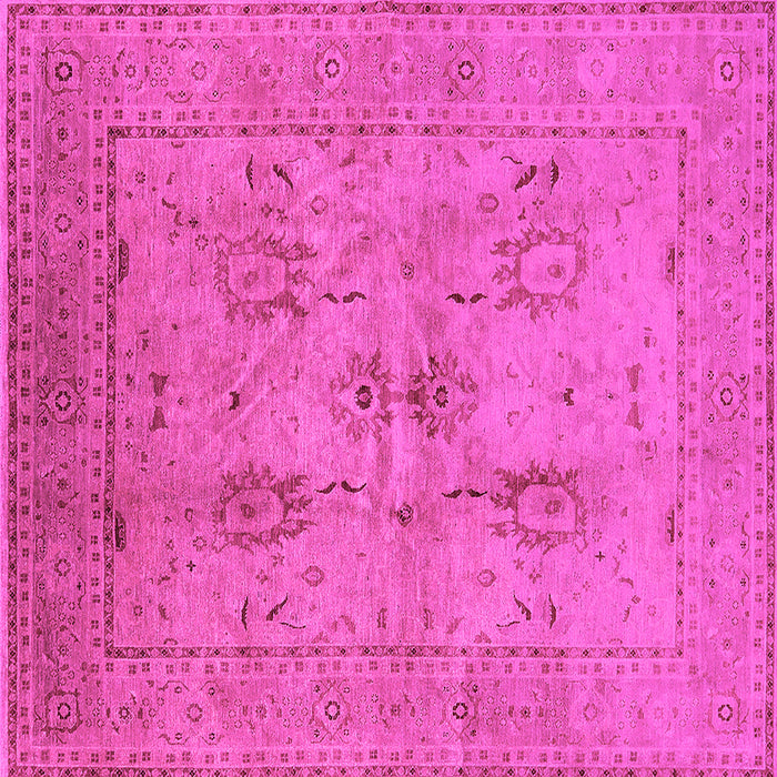Square Machine Washable Oriental Pink Industrial Rug, wshurb829pnk