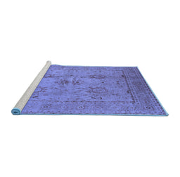 Sideview of Machine Washable Oriental Blue Industrial Rug, wshurb829blu