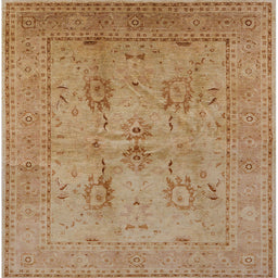 Square Mid-Century Modern Brown Sand Brown Oriental Rug, urb829