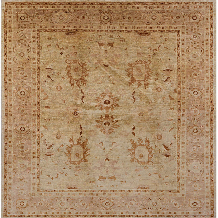 Square Mid-Century Modern Brown Sand Brown Oriental Rug, urb829
