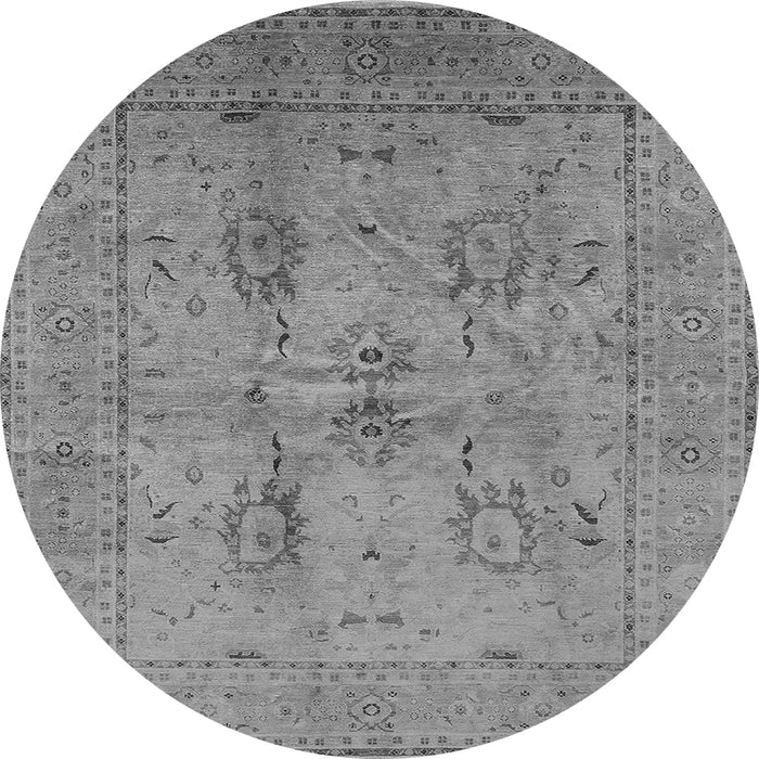 Round Oriental Gray Industrial Rug, urb829gry