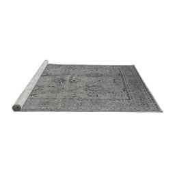 Sideview of Machine Washable Oriental Gray Industrial Rug, wshurb829gry