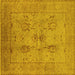 Square Machine Washable Oriental Yellow Industrial Rug, wshurb829yw