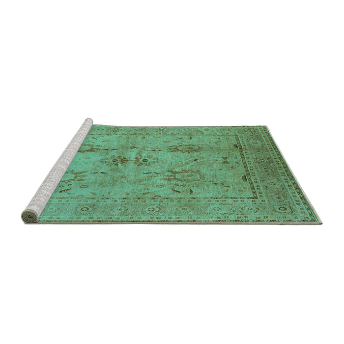 Sideview of Machine Washable Oriental Turquoise Industrial Area Rugs, wshurb829turq