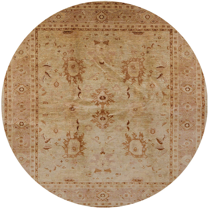 Round Mid-Century Modern Brown Sand Brown Oriental Rug, urb829