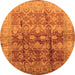 Round Machine Washable Oriental Orange Industrial Area Rugs, wshurb830org