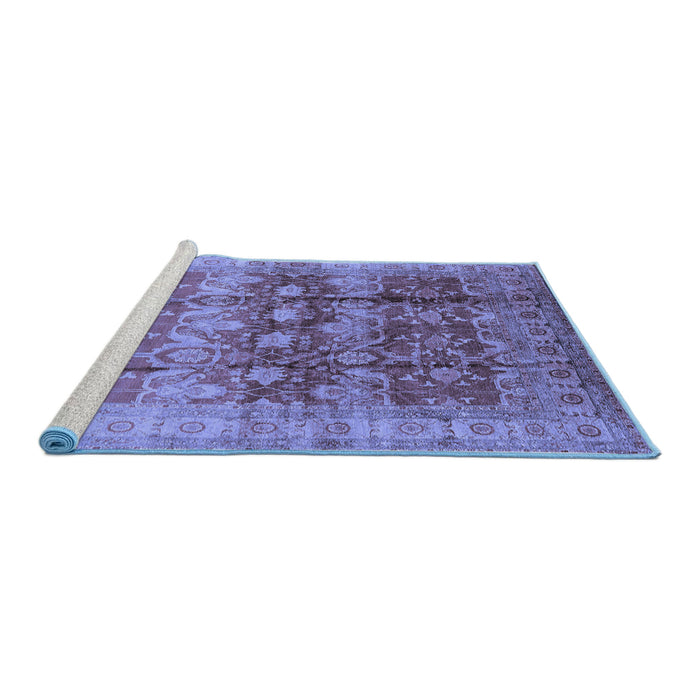 Sideview of Machine Washable Oriental Blue Industrial Rug, wshurb830blu