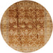 Round Mid-Century Modern Mahogany Brown Oriental Rug, urb830