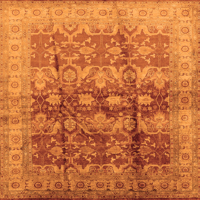 Square Machine Washable Oriental Orange Industrial Area Rugs, wshurb830org