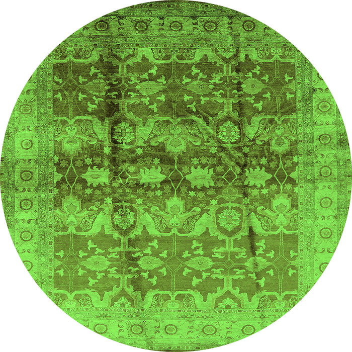 Round Oriental Green Industrial Rug, urb830grn