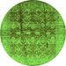 Round Oriental Green Industrial Rug, urb830grn