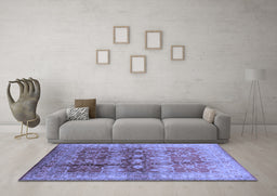 Machine Washable Oriental Blue Industrial Rug in a Living Room, wshurb830blu
