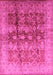 Machine Washable Oriental Pink Industrial Rug, wshurb830pnk