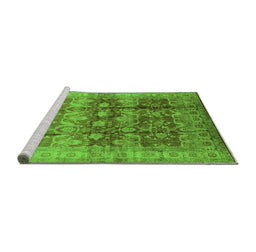 Sideview of Machine Washable Oriental Green Industrial Area Rugs, wshurb830grn