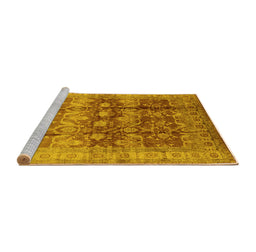 Sideview of Machine Washable Oriental Yellow Industrial Rug, wshurb830yw