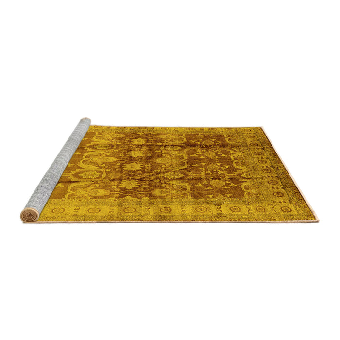 Sideview of Machine Washable Oriental Yellow Industrial Rug, wshurb830yw