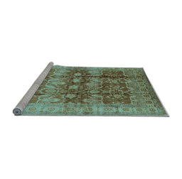 Sideview of Machine Washable Oriental Light Blue Industrial Rug, wshurb830lblu