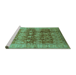 Sideview of Machine Washable Oriental Turquoise Industrial Area Rugs, wshurb830turq