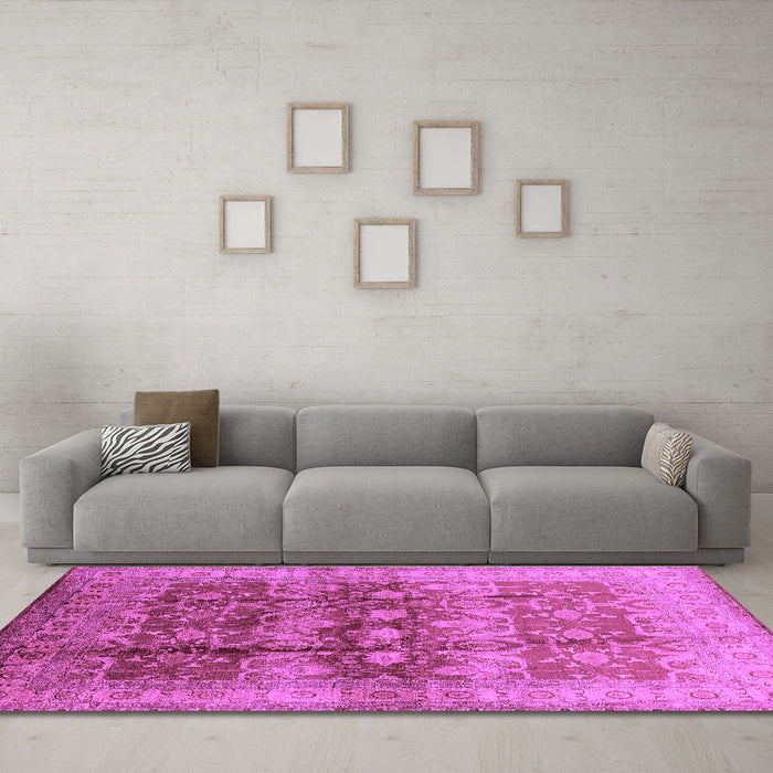 Machine Washable Oriental Purple Industrial Area Rugs in a Living Room, wshurb830pur