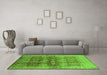 Machine Washable Oriental Green Industrial Area Rugs in a Living Room,, wshurb830grn