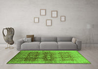 Machine Washable Oriental Green Industrial Rug, wshurb830grn