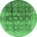 Round Oriental Emerald Green Industrial Rug, urb830emgrn