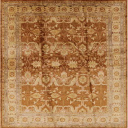 Square Mid-Century Modern Mahogany Brown Oriental Rug, urb830