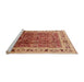 Sideview of Machine Washable Industrial Modern Red Rug, wshurb831